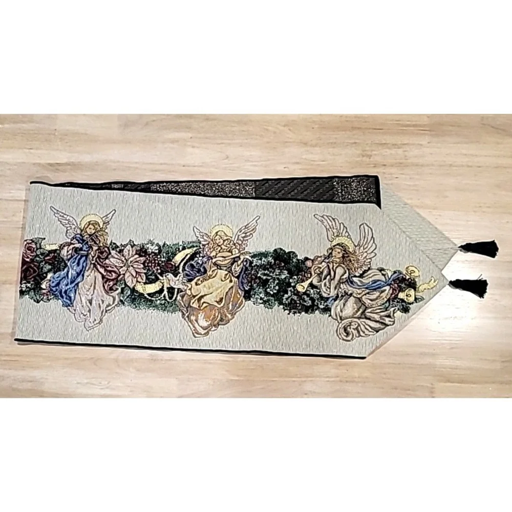 Christmas Angels w/Musical Instruments Tapestry Table Runner 13